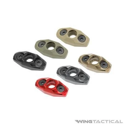 Rise Armament M-LOK QD sling mount in six finishes: Black, Flat Dark Earth, Foliage Green, Graphite Grey, Rise Red, and Spartan Bronze
