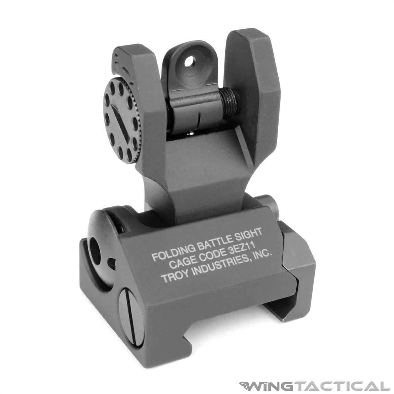 実物　Troy Industries フォールディングバトルリアサイト Rear Folding BattleSight - Round | TROY Industries