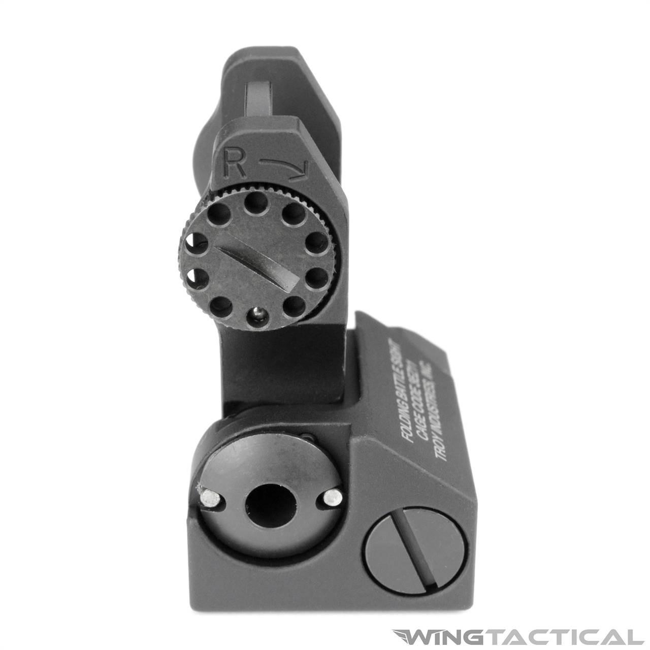 実物　Troy Industries フォールディングバトルリアサイト Rear Folding BattleSight - Round | TROY Industries
