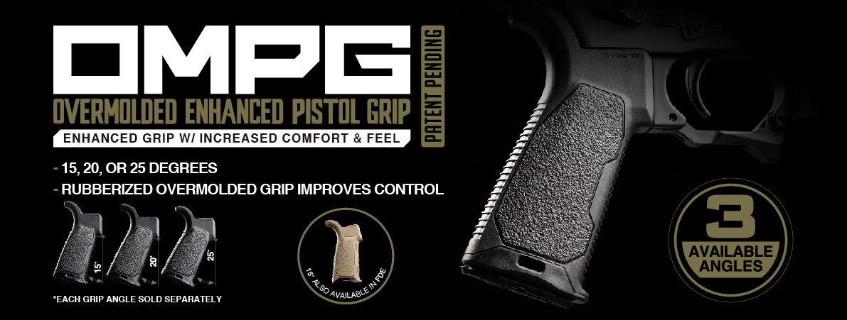 AR Overmolded Enhanced Pistol Grip - BLACK, 20 DEG - Breakthrough Tactics  戰術•陷陣