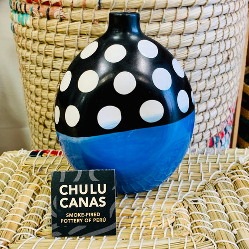 Polka Dot Blue Chulucanas Vase