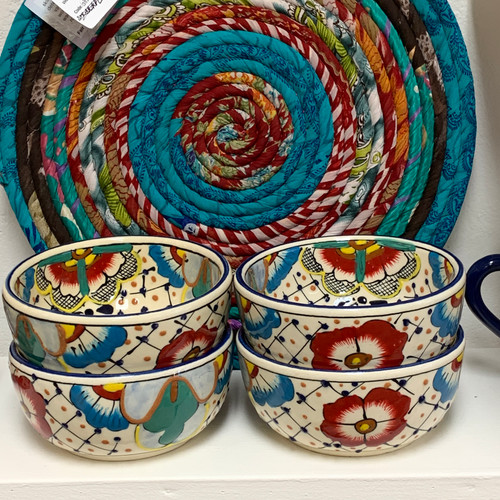 Flowery Mexican Pottery Bowl