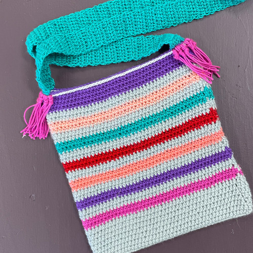 Striped Serenity Crochet Purse