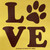 Love with a dog paw as the O