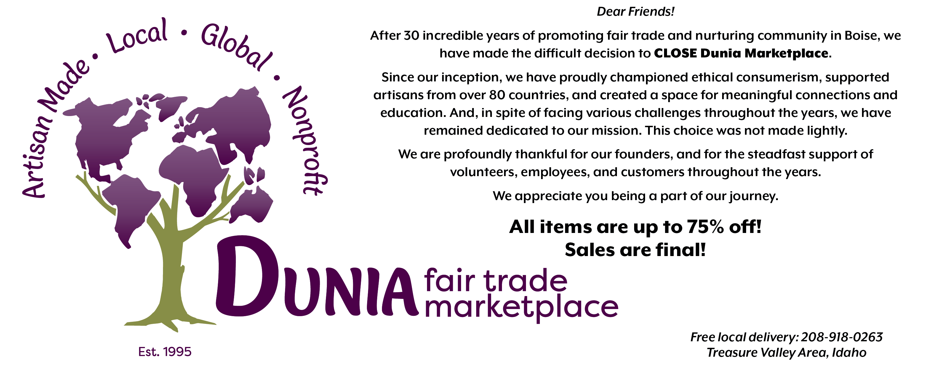 Dunia Marketplace - A Fair Trade, Non-Profit Gift Store