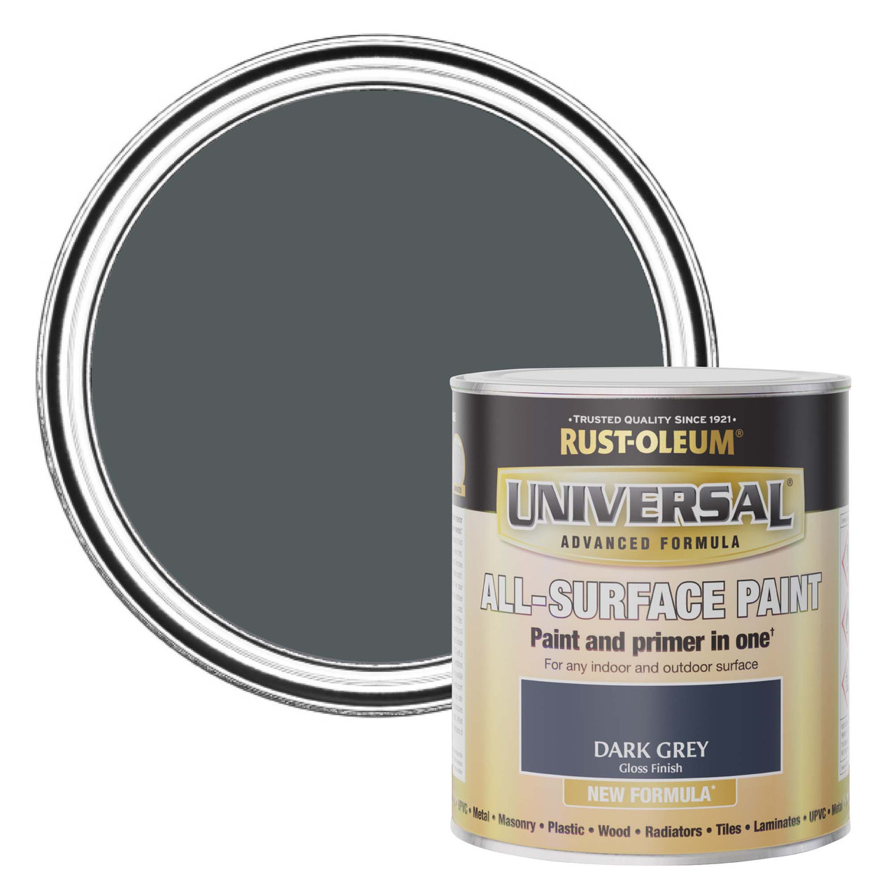 UNIVERSAL ALL-SURFACE, GLOSS FINISH DARK GREY 750ml Rust-oleum UK