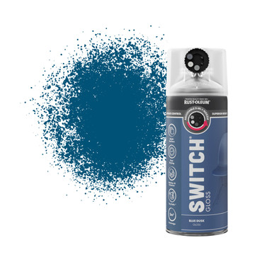 Switch 5 in 1 Nozzle Multi Surface Topcoat Decorative Spray Paint Aerosol 400ml Blue Dusk Gloss Finish