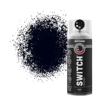 Switch 5 in 1 Nozzle Multi Surface Topcoat Decorative Spray Paint Aerosol 400ml Black Gloss Finish
