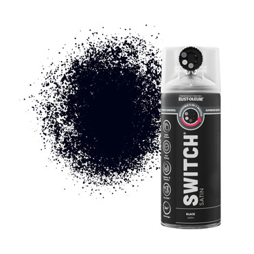 Switch 5 in 1 Nozzle Multi Surface Topcoat Decorative Spray Paint Aerosol 400ml Black Satin Finish