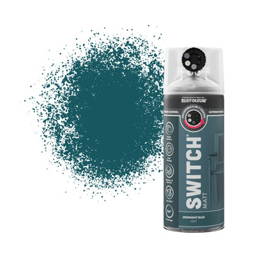 Switch 5 in 1 Nozzle Multi Surface Topcoat Decorative Spray Paint Aerosol 400ml Midnight Blue Matt Finish
