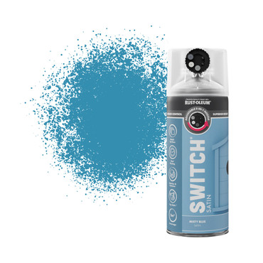 Switch 5 in 1 Nozzle Multi Surface Topcoat Decorative Spray Paint Aerosol 400ml Misty Blue Satin Finish