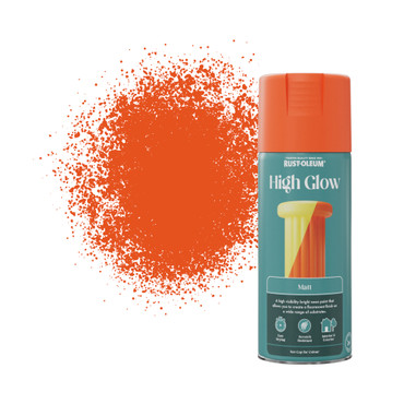 Rust-Oleum High Glow Spray Paint, Fluorescent Matt Finish - Orange 400ml