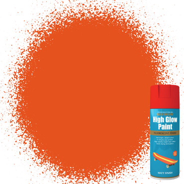 Rust-Oleum High Glow Spray Paint, Fluorescent Matt Finish - Orange 400ml