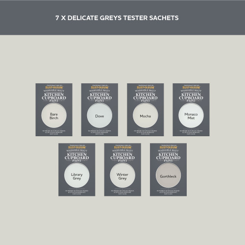Kitchen Cupboard Paint Samples - Delicate Greys Tester Box