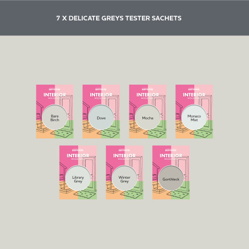 Interior Wood Paint Samples - Delicate Greys Tester Box