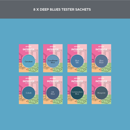 Interior Wood Paint Samples - Deep Blues Tester Box