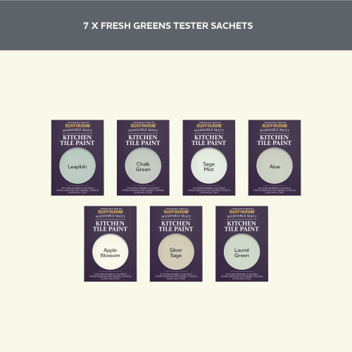 Kitchen Tile Paint Samples - Fresh Greens Tester Box