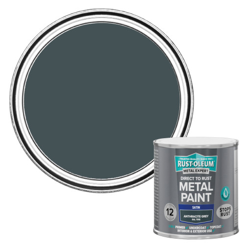Metal Expert Direct To Rust Satin Anthracite Grey Paint 250ml Metal Expert Direct To Rust Satin Anthracite Grey Paint 250ml