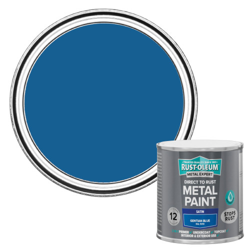 Metal Expert Direct To Rust Satin Gentian Blue Paint 250ml Metal Expert Direct To Rust Satin Gentian Blue Paint 250ml