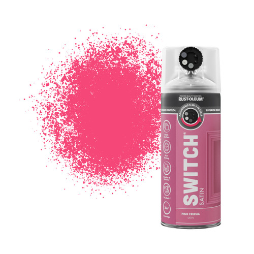 Switch 5 in 1 Nozzle Multi Surface Topcoat Decorative Spray Paint Aerosol 400ml Pink Freesia Satin Finish