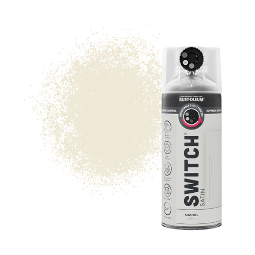 Switch 5 in 1 Nozzle Multi Surface Topcoat Decorative Spray Paint Aerosol 400ml Seashell Satin Finish