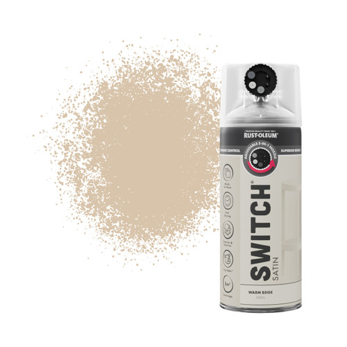 Switch 5 in 1 Nozzle Multi Surface Topcoat Decorative Spray Paint Aerosol 400ml Warm Beige Satin Finish
