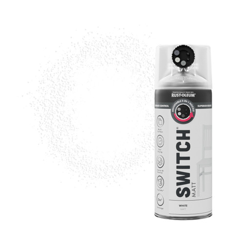 Switch 5 in 1 Nozzle Multi Surface Topcoat Decorative Spray Paint Aerosol 400ml White Matt Finish
