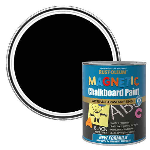 Chalkboard Paint, Water Based Magnetic Matt Finish - Black 750ml