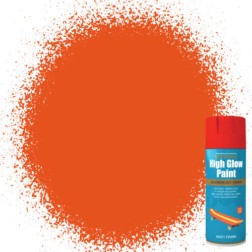 Rust-Oleum High Glow Spray Paint, Fluorescent Matt Finish - Orange 400ml