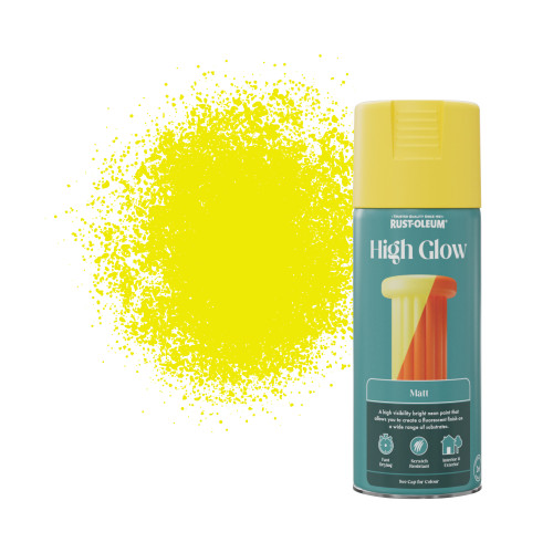 Rust-Oleum High Glow Spray Paint, Fluorescent Matt Finish - Yellow 400ml