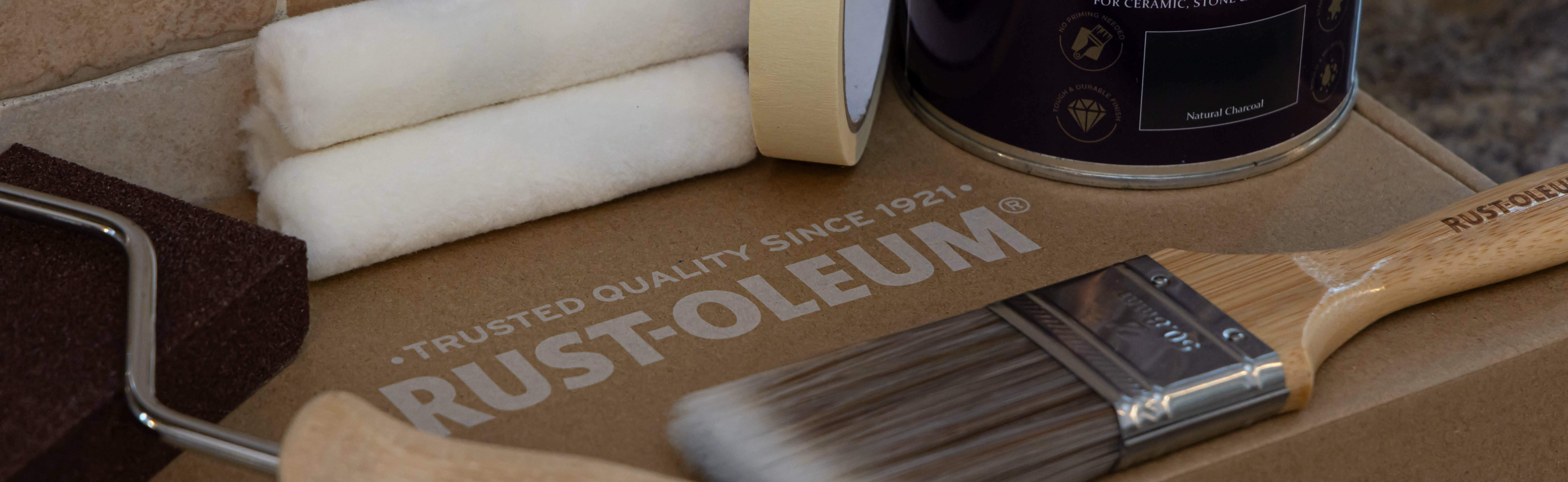 Our Ready to Roll Kit and a can of Rust-Oleum Kitchen Tile Paint