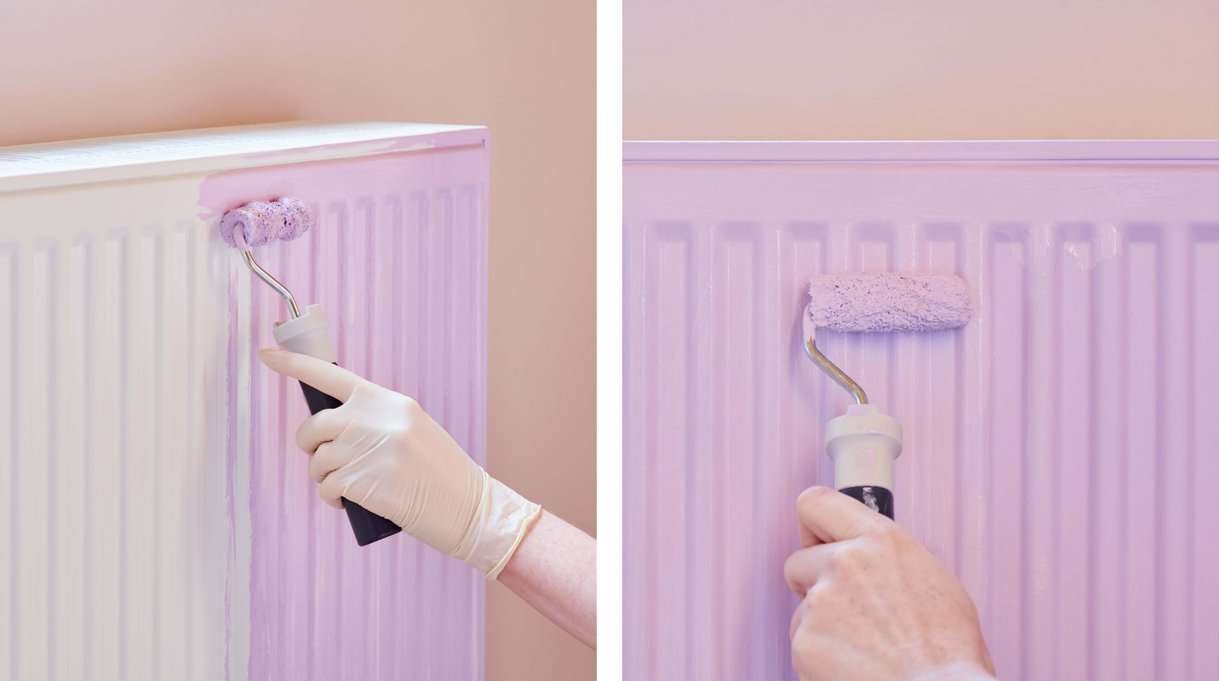 A radiator painted with a small roller
