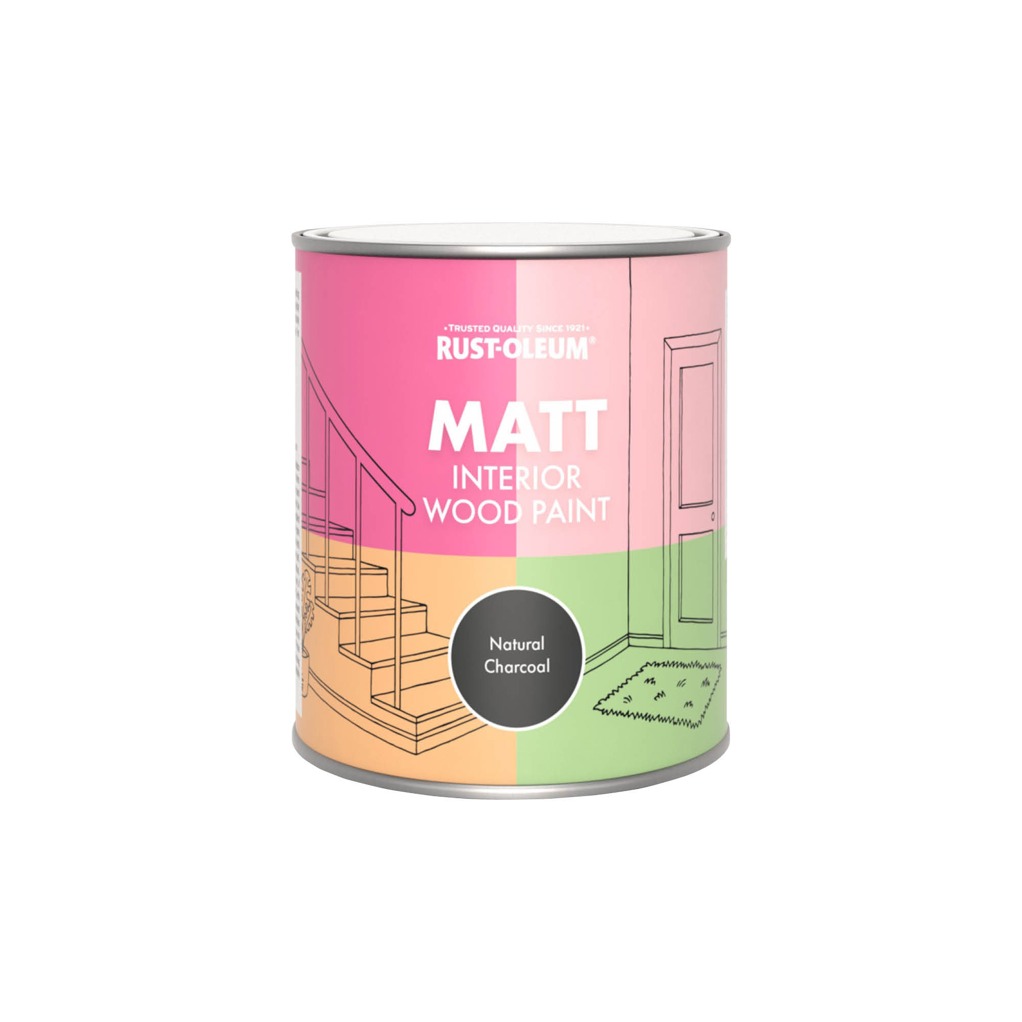 Interior Wood Paint, Matt Finish - Natural Charcoal (Black) 750ml