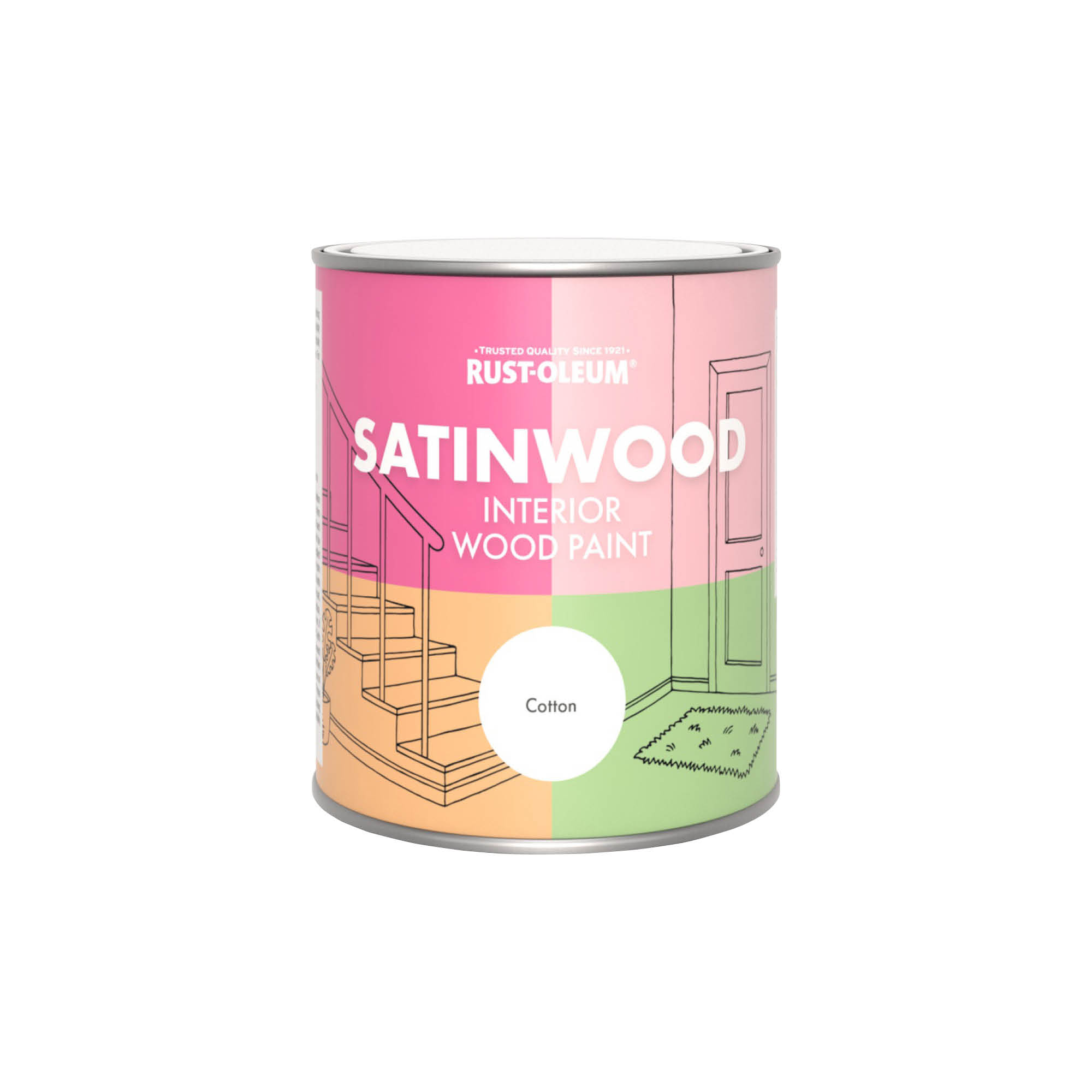 Interior Wood Paint, Satinwood - Cotton (White) 750ml