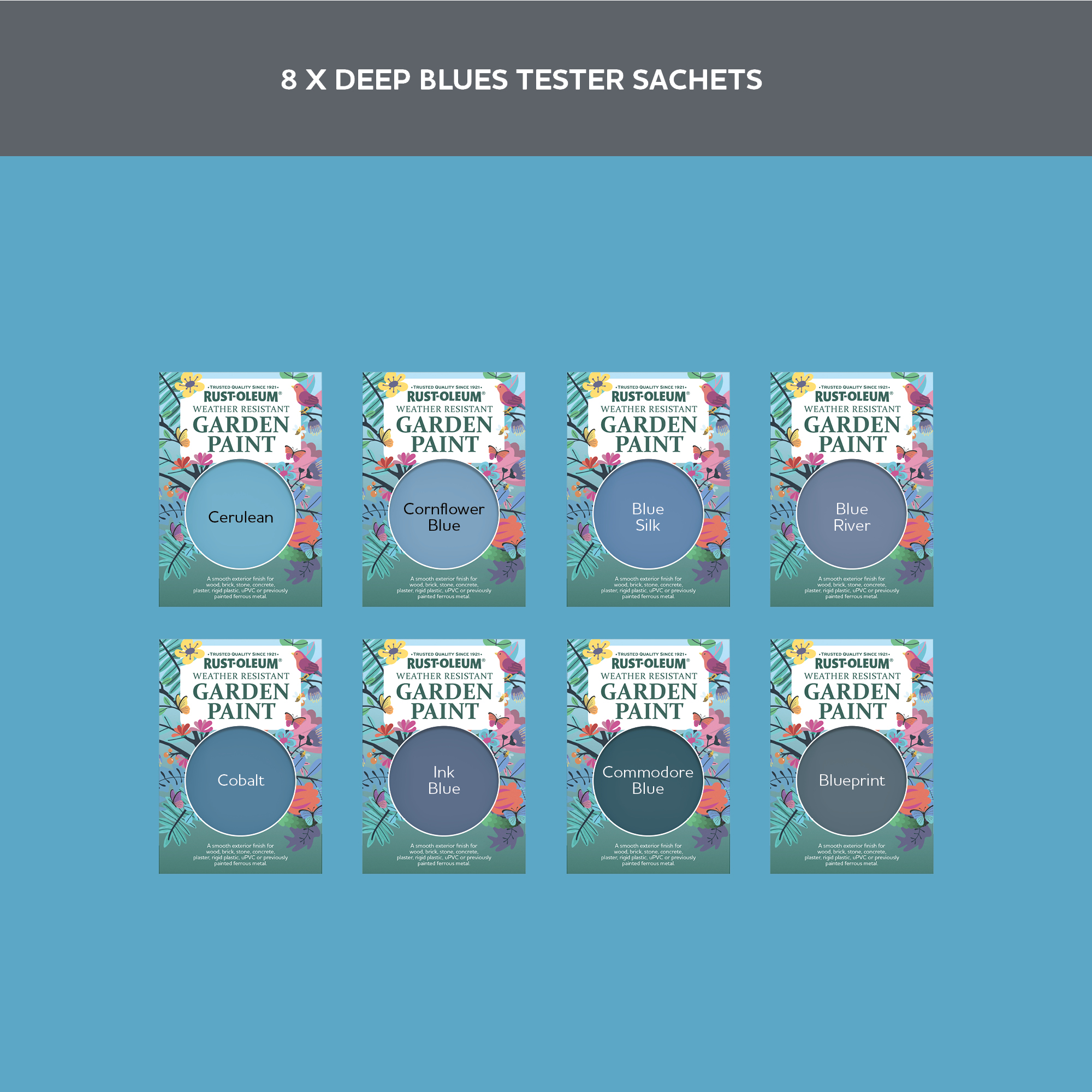 Garden Paint Samples - Deep Blues Tester Box