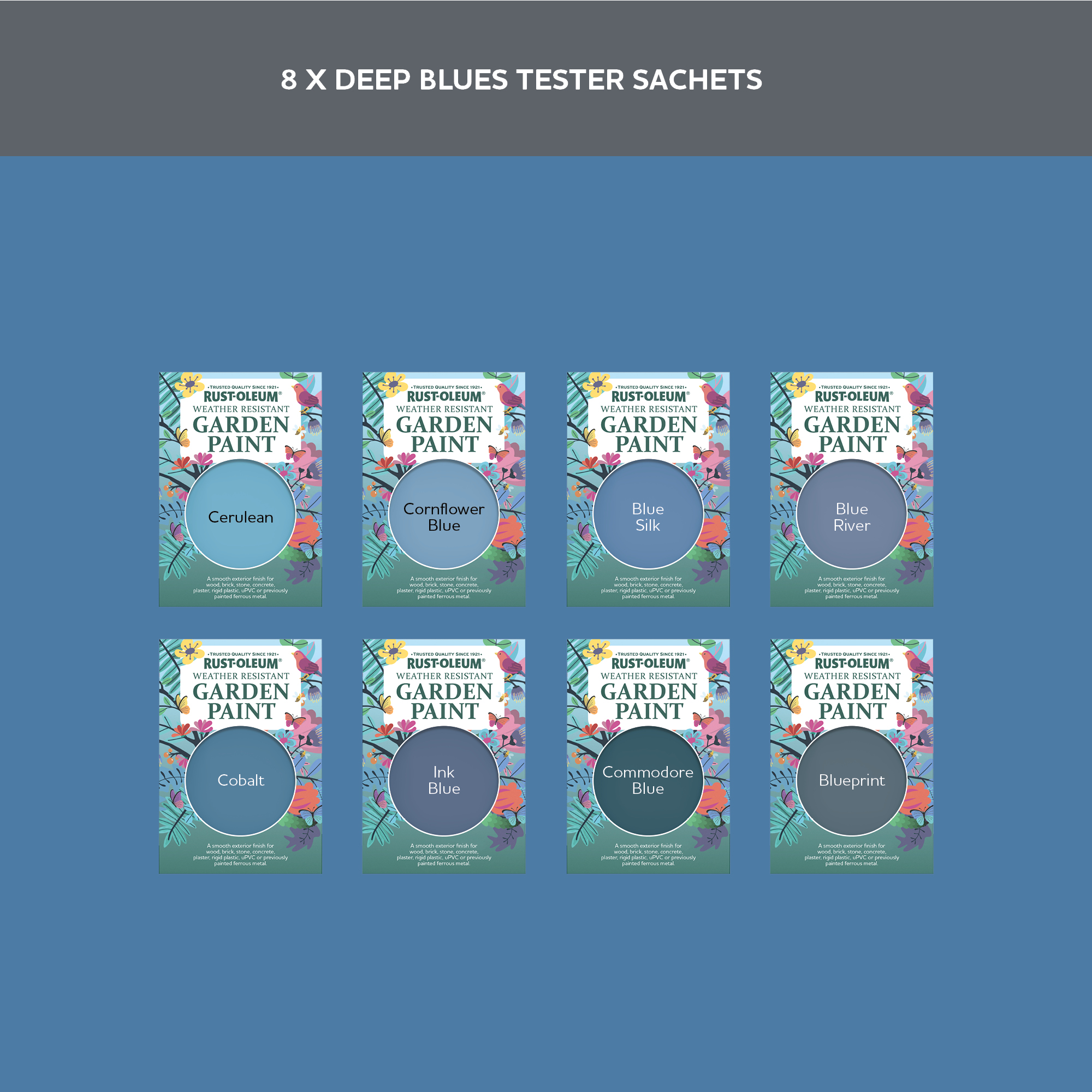 Garden Paint Samples - Deep Blues Tester Box