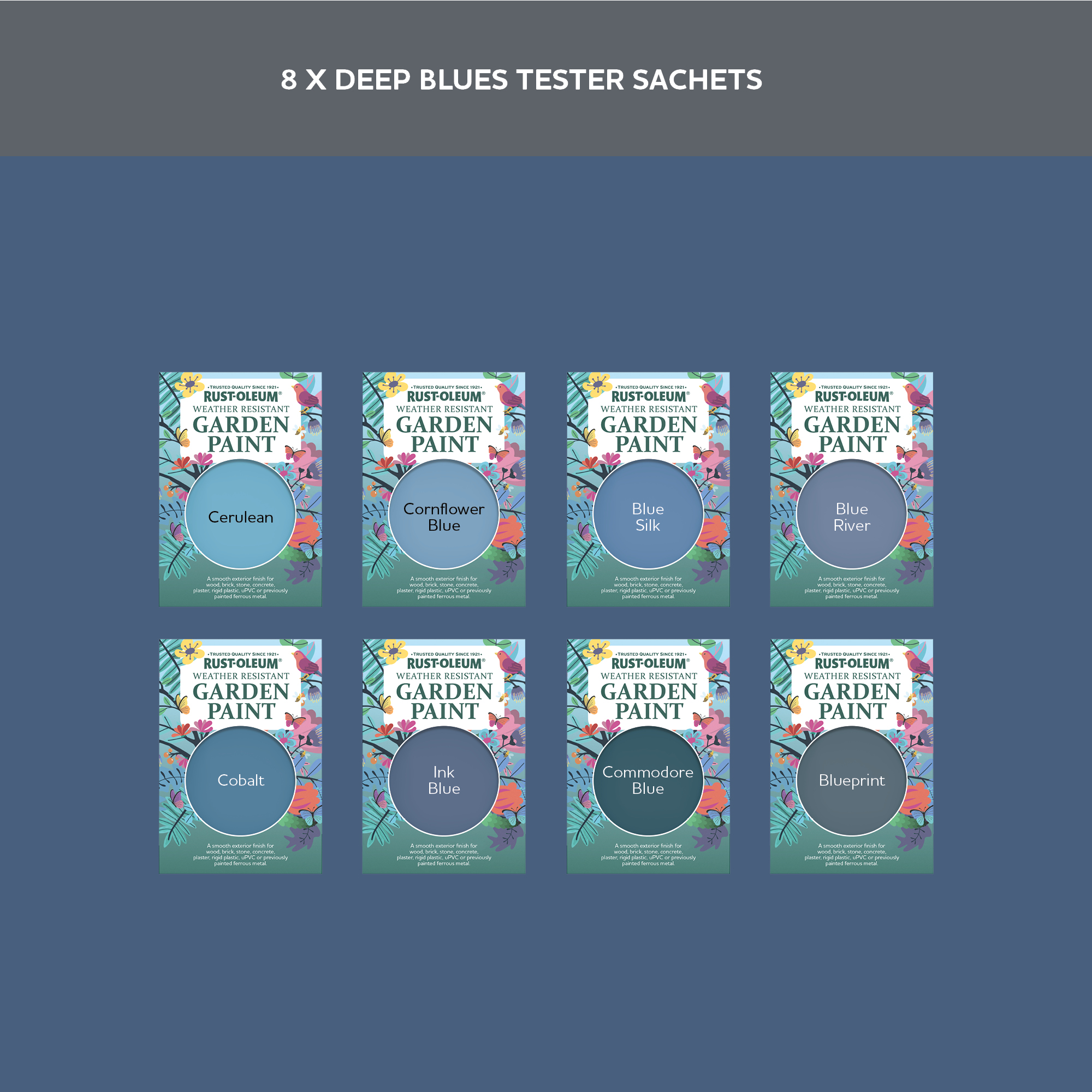 Garden Paint Samples - Deep Blues Tester Box