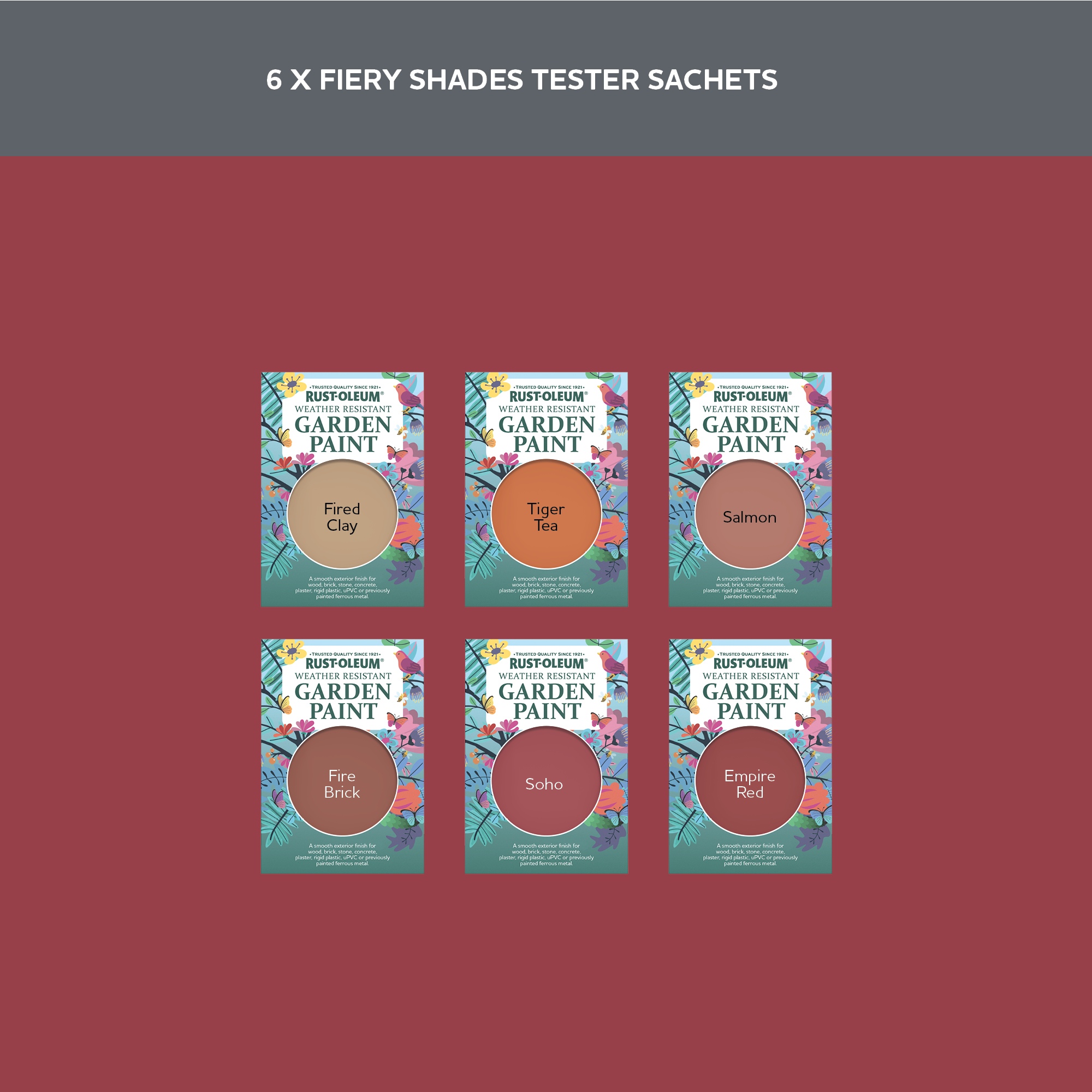 Garden Paint Samples - Fiery Shades Tester Box