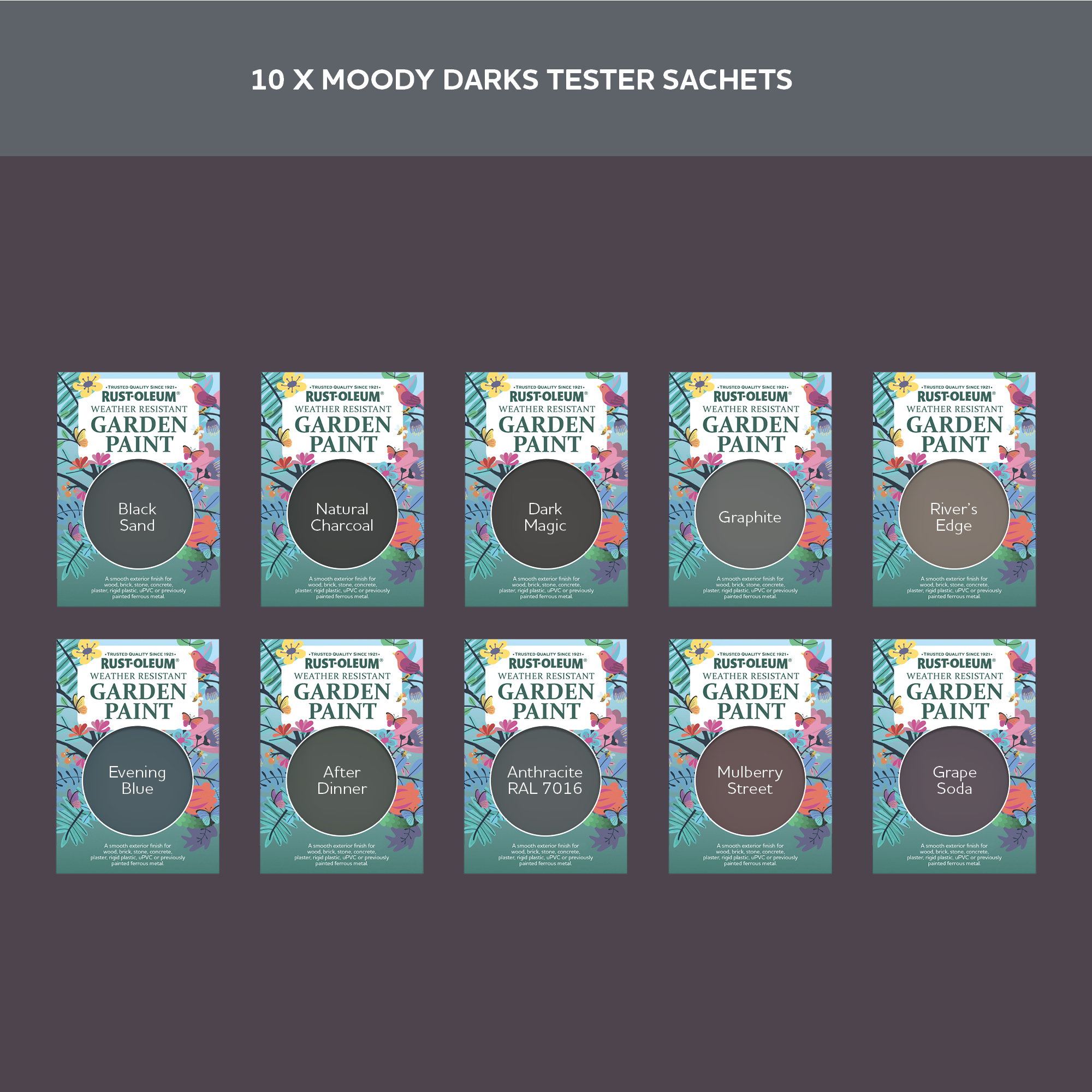 Garden Paint Samples - Moody Darks Tester Box