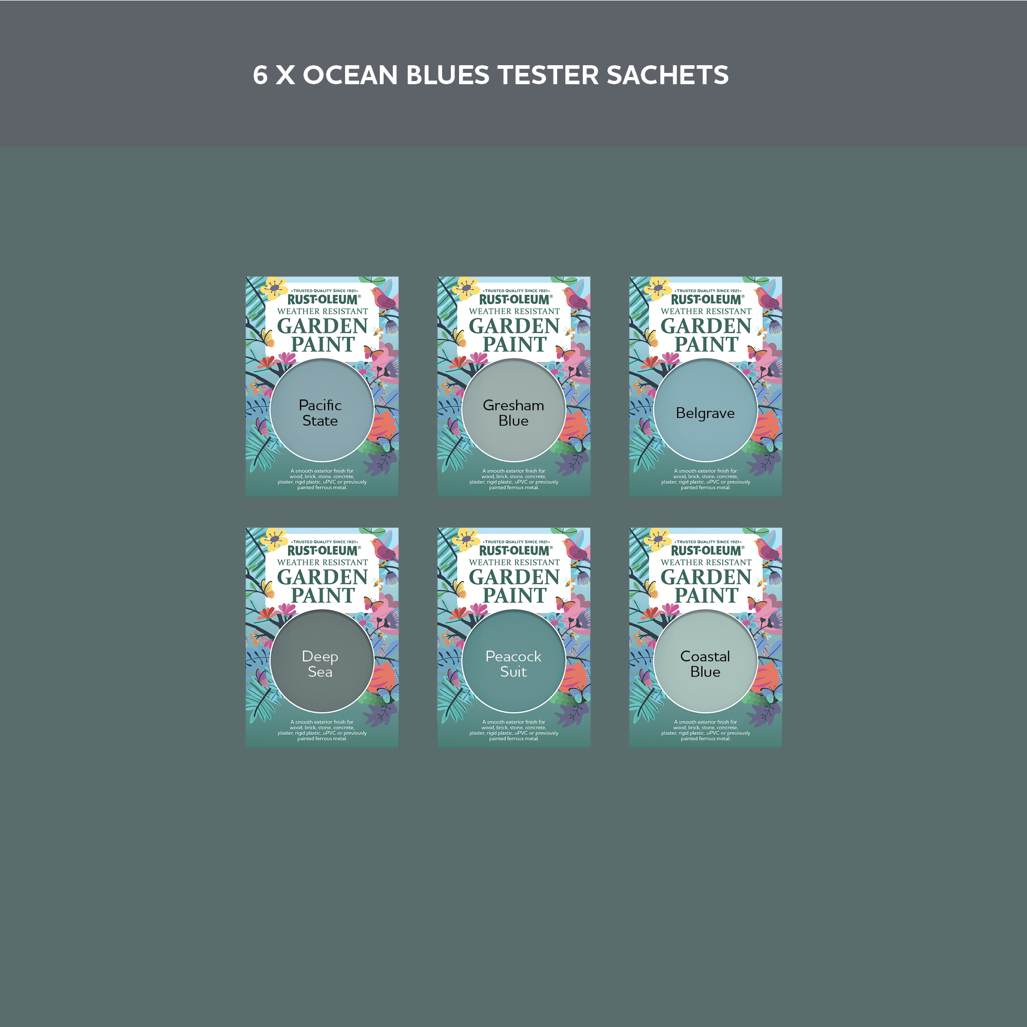 Garden Paint Samples - Ocean Blues Tester Box