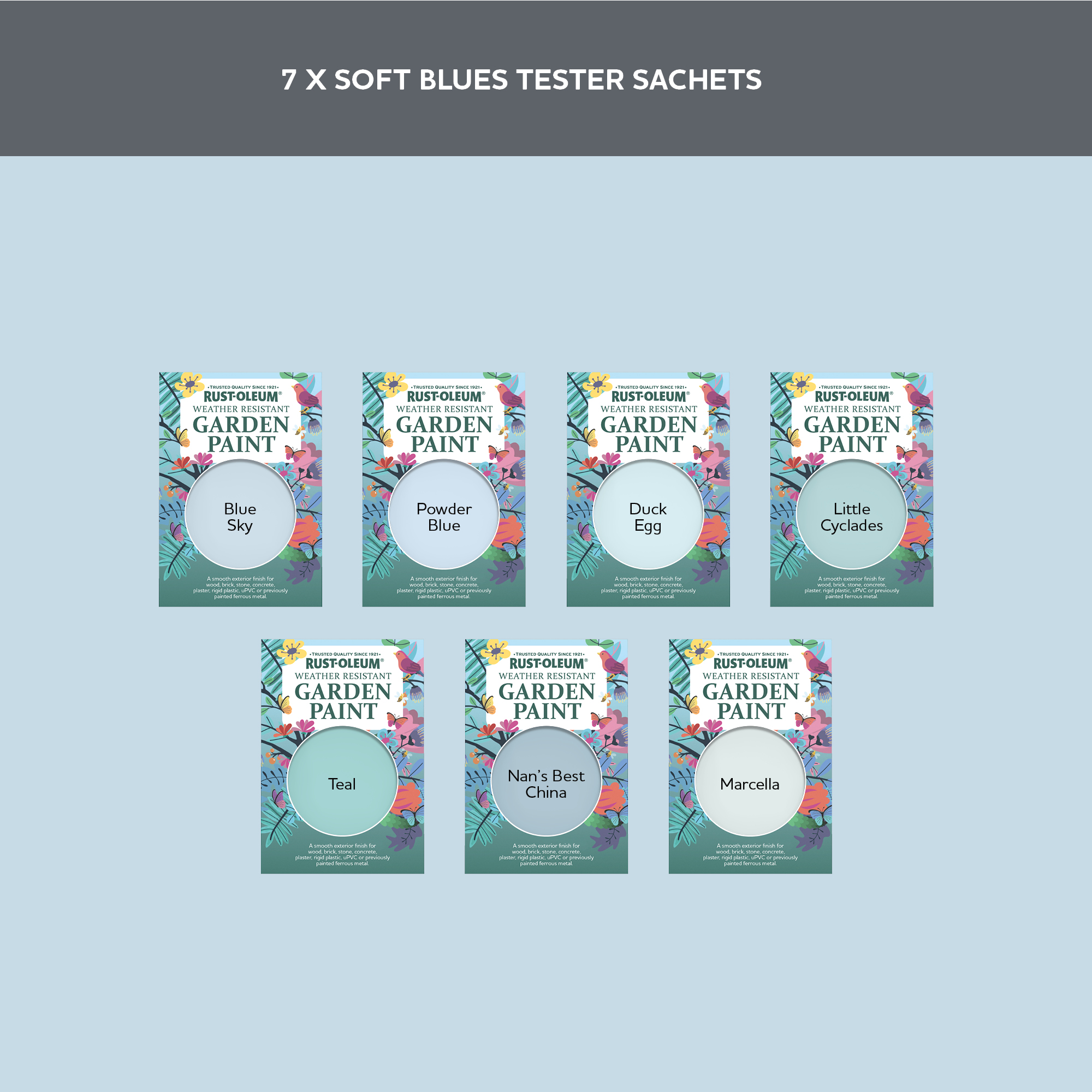 Garden Paint Samples - Soft Blues Tester Box