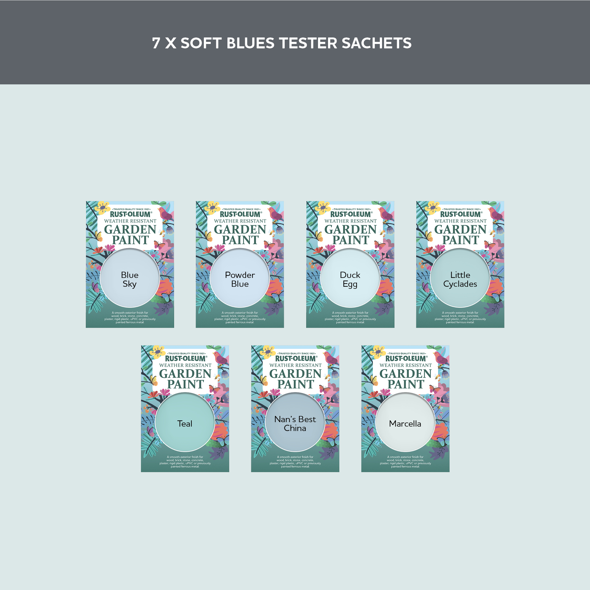 Garden Paint Samples - Soft Blues Tester Box