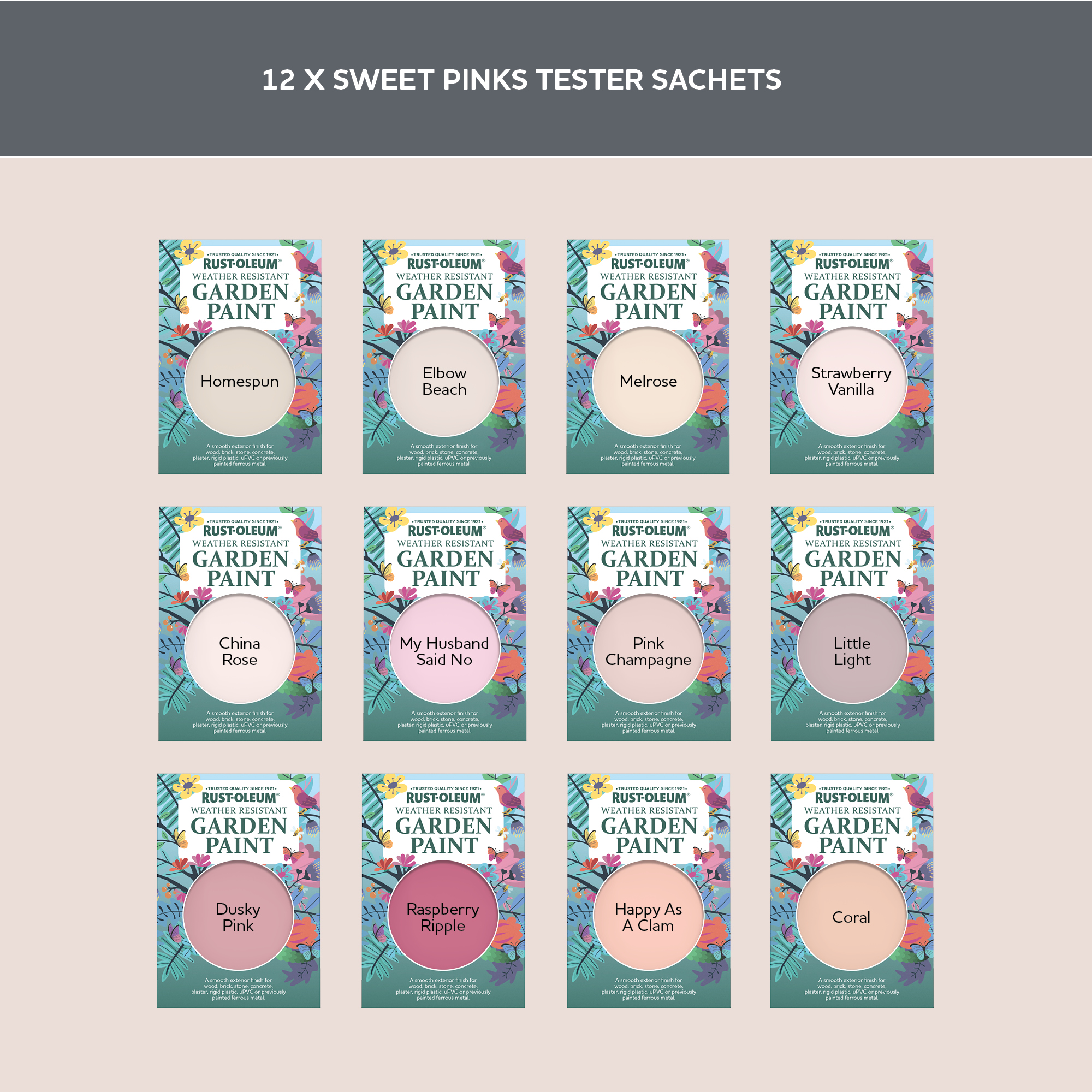 Garden Paint Samples - Sweet Pinks Tester Box