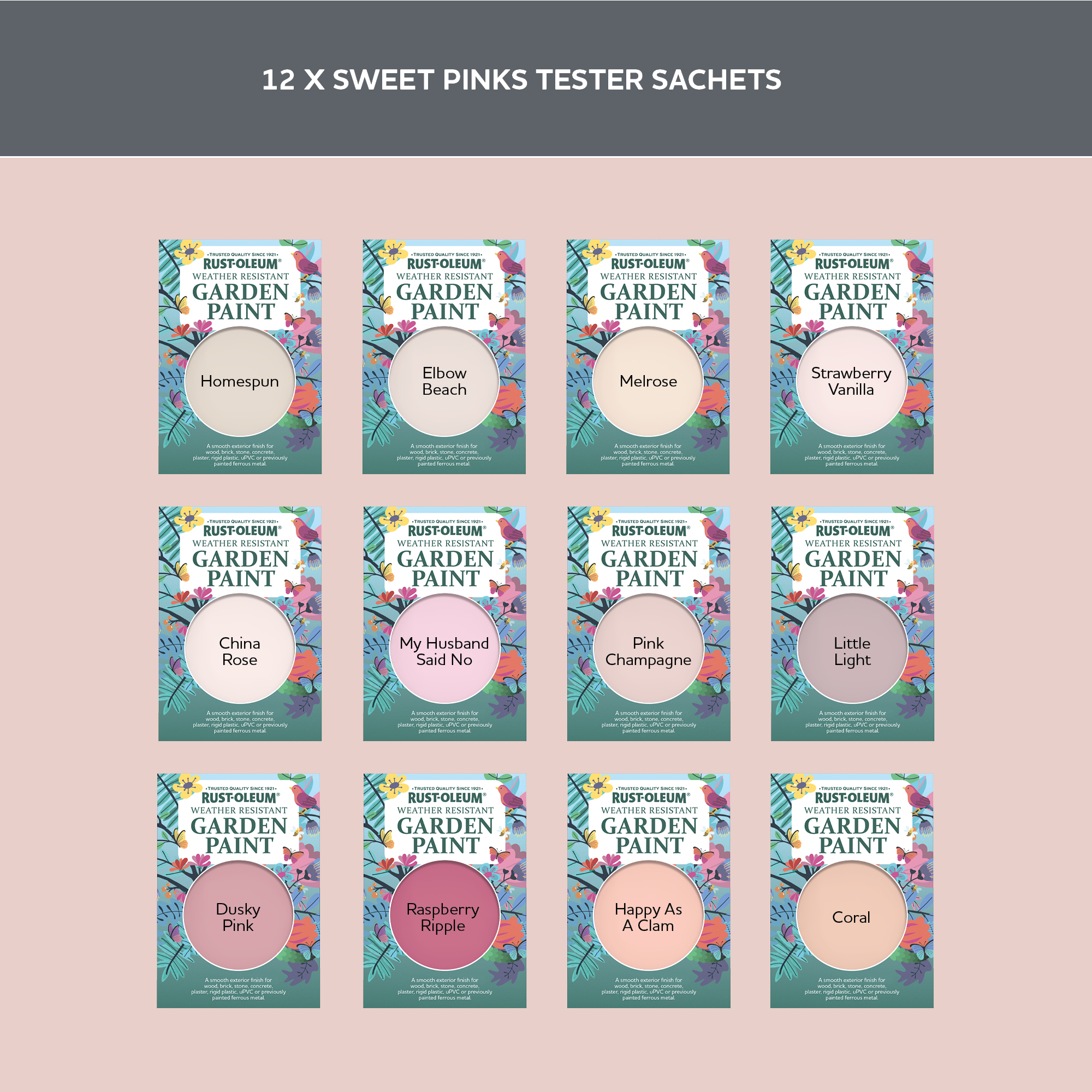 Garden Paint Samples - Sweet Pinks Tester Box