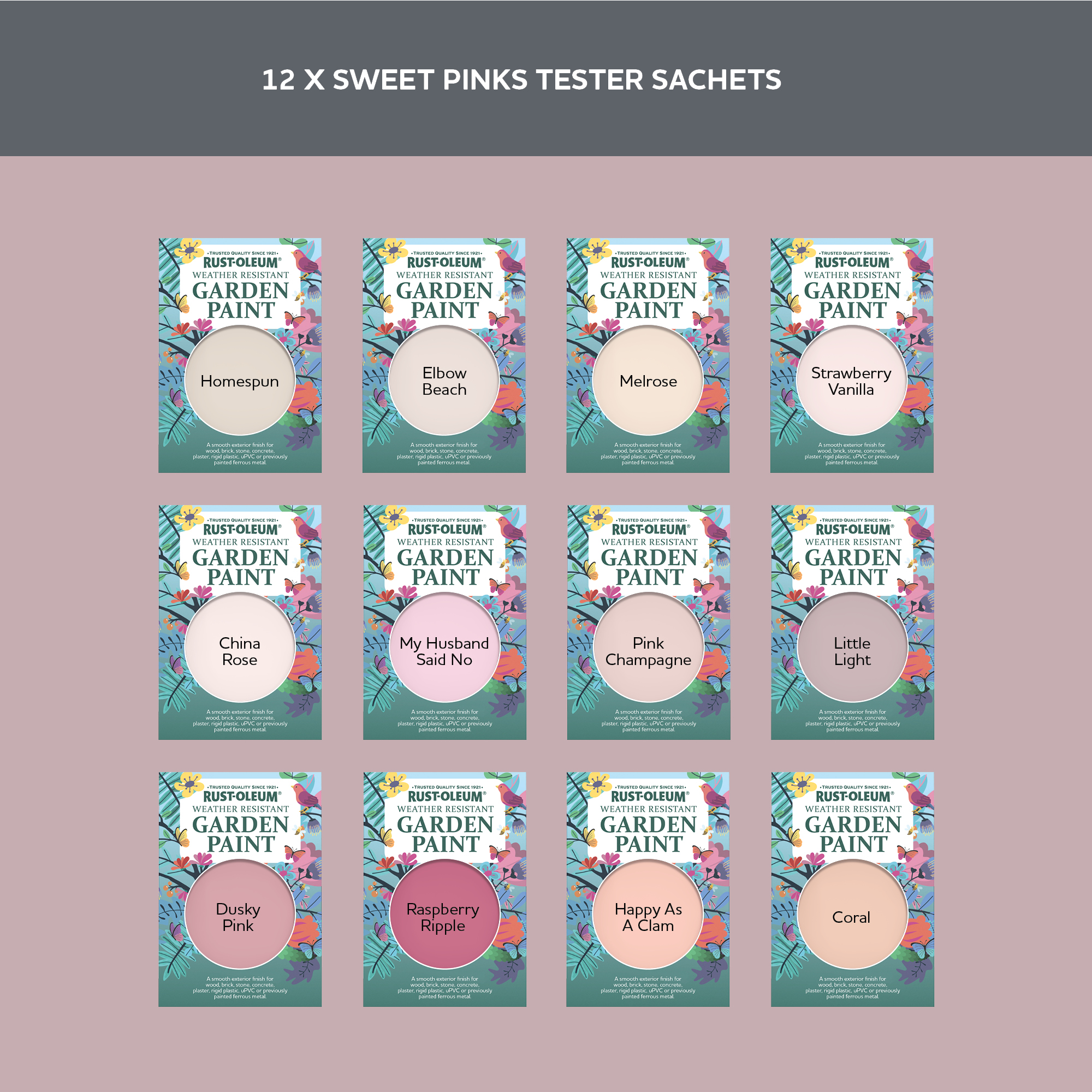 Garden Paint Samples - Sweet Pinks Tester Box
