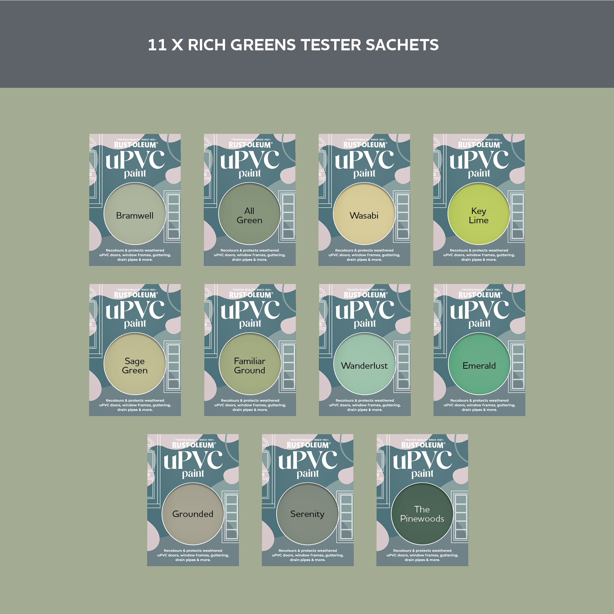 uPVC Paint Samples - Rich Greens Tester Box