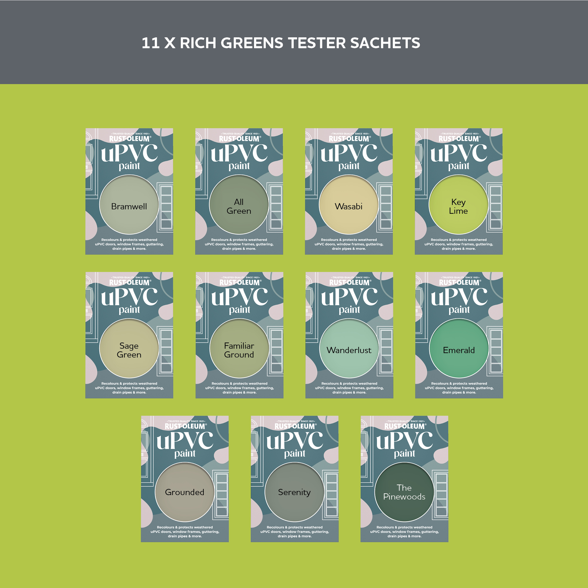 uPVC Paint Samples - Rich Greens Tester Box