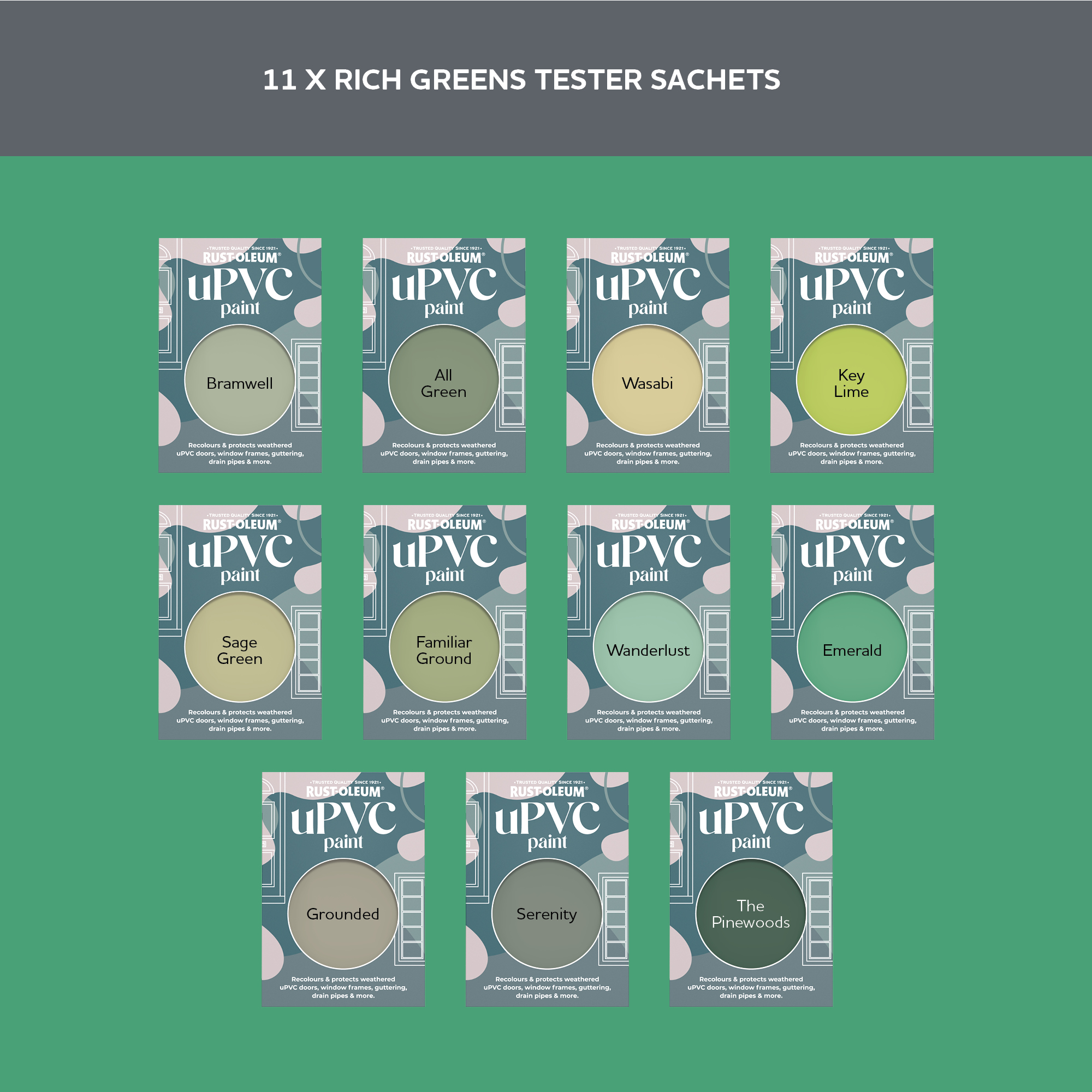 uPVC Paint Samples - Rich Greens Tester Box