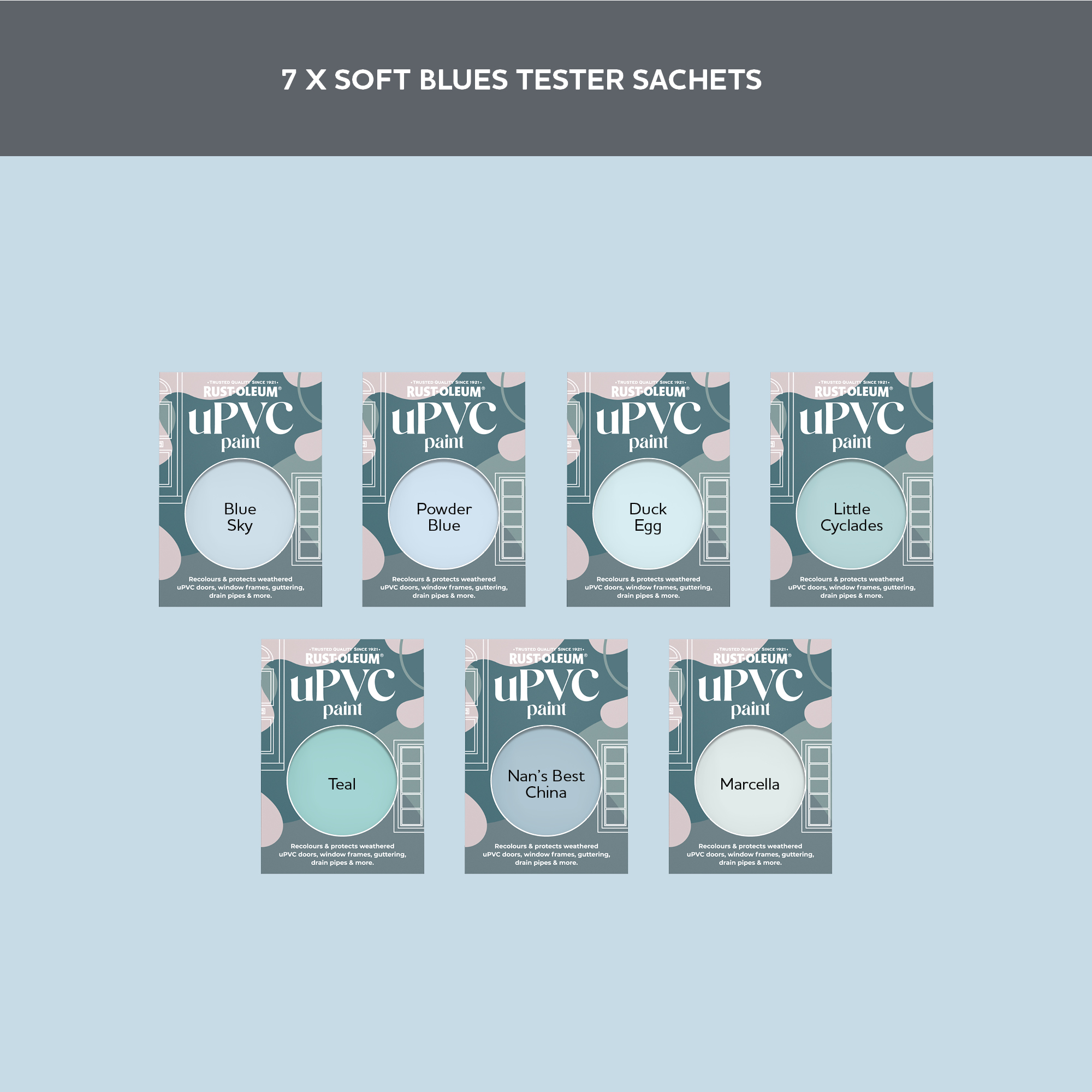 uPVC Paint Samples - Soft Blues Tester Box