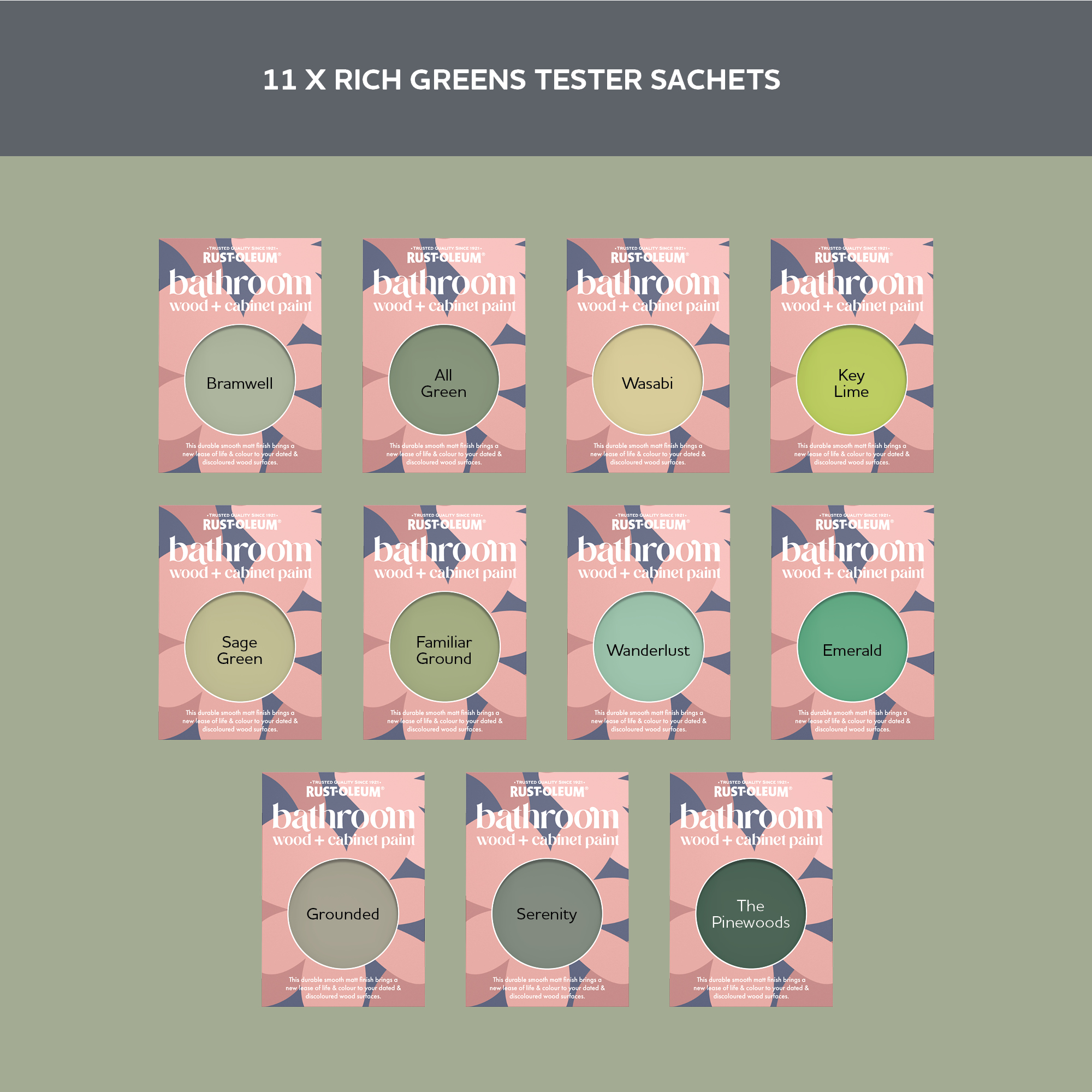Bathroom Wood & Cabinet Paint Samples - Rich Greens Tester Box
